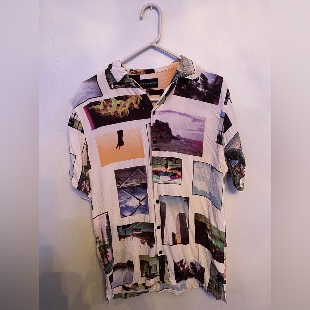 Men’s button up retro shirt- worn only once